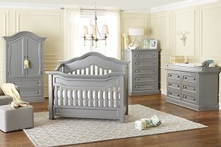 Millbury Baby Crib Collection in Moon Grey Finish